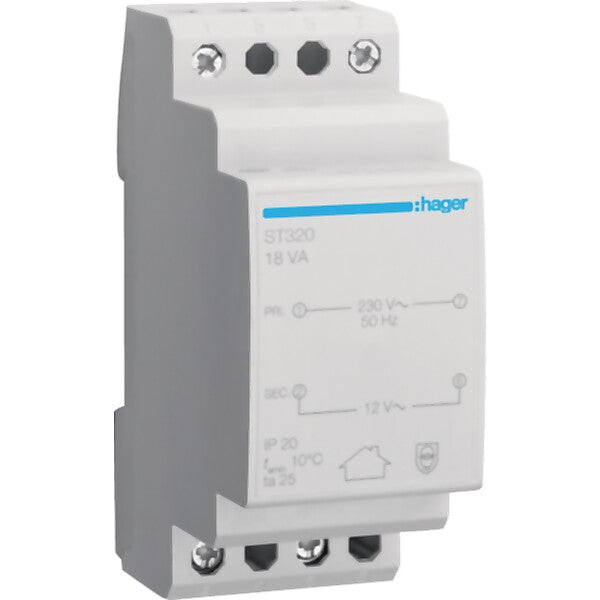 Hager Sicherheitstrafo 230V/12V 18VA 2PLE ST320
